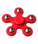Fidget Hand Spinner, Five Side, Anti Stress, Play-N-Fun, Red Color, Silver Ball